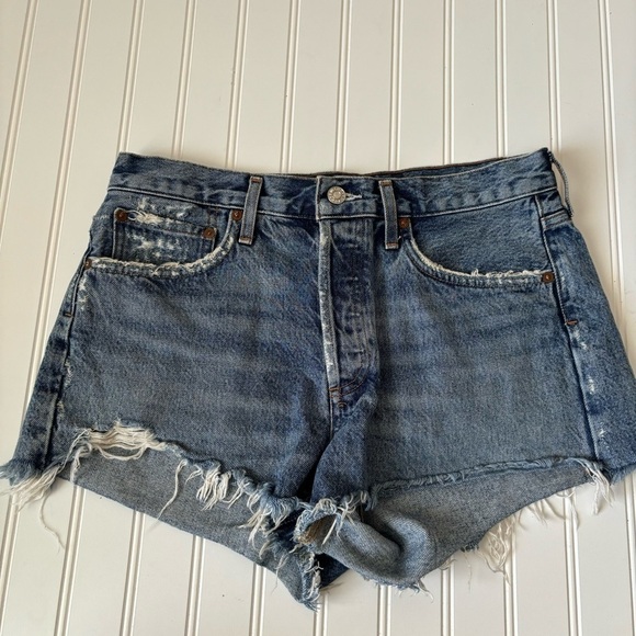AGOLDE | Women's Distressed Parker Cut Off Shorts Size 28 Button Fly - Picture 2 of 15